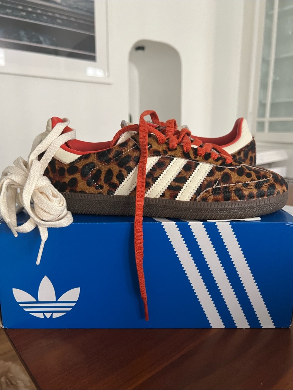 adidas Women’s Samba OG Cheetah Print Sneakers - Red/White/Brown - Picture 8 of 10